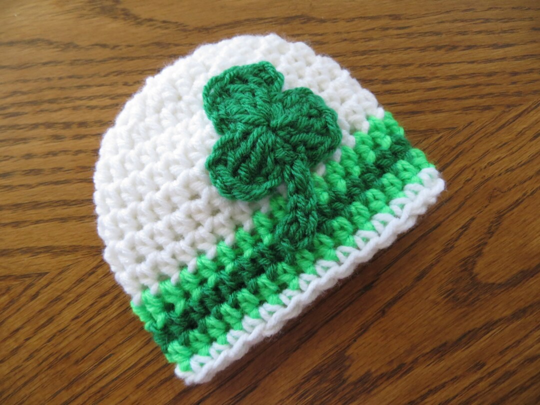 Crochet St. Patrick's Day Baby Hat, Shamrock Photo Prop - Etsy