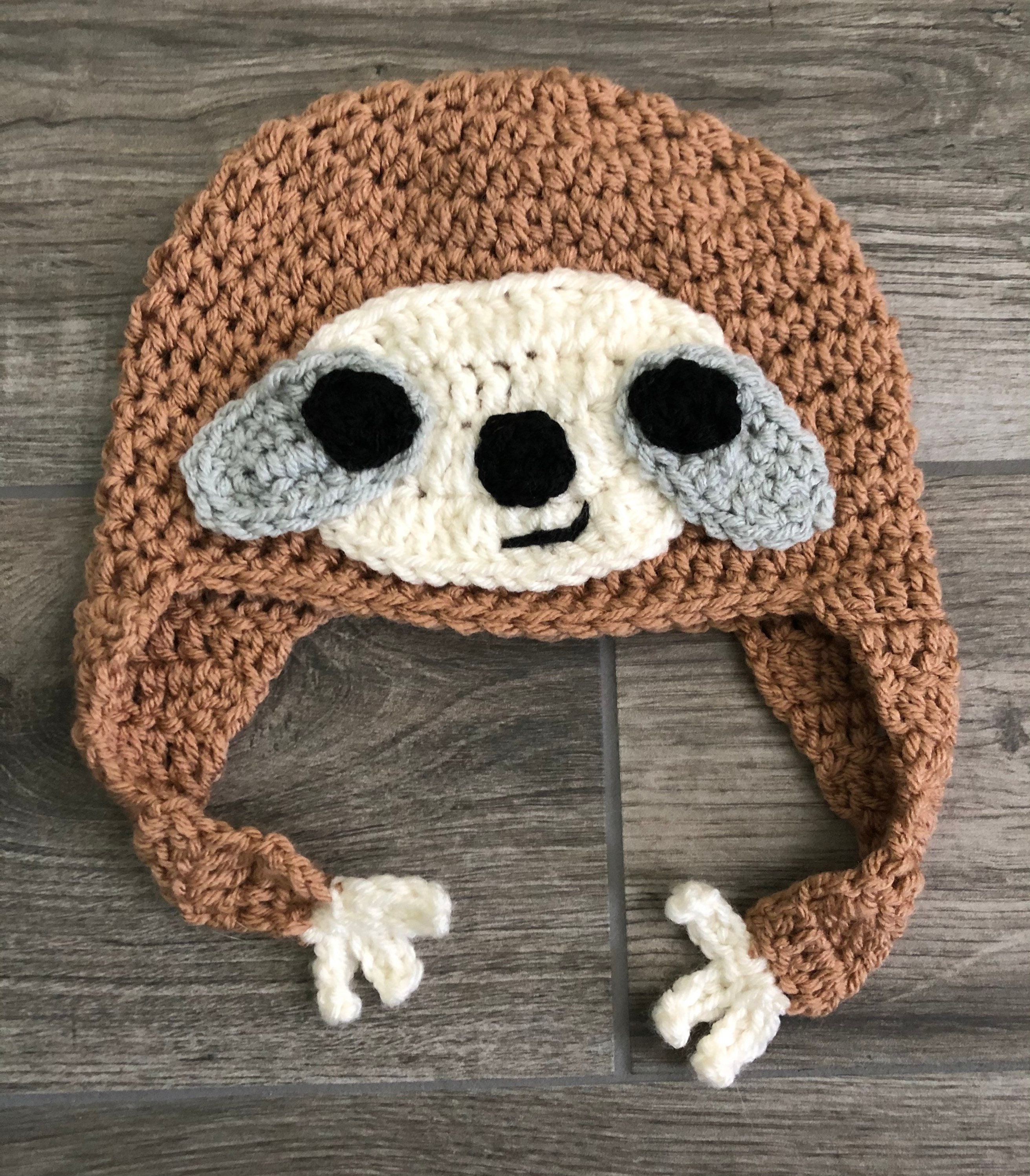 Crochet SLOTH Hat Animal Hat Photo 