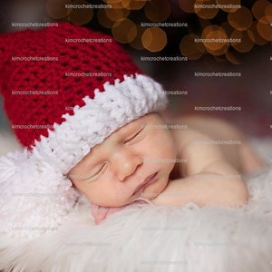 Crochet Santa Hat, Newborn Christmas Photo Prop