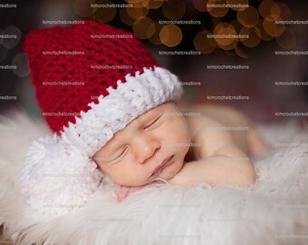 Newborn and Toddler Sizes Red and White Striped Unisex Baby Santa Hat  Preemie 