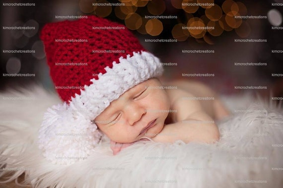 Newborn and Toddler Sizes Red and White Striped Unisex Baby Santa Hat Preemie