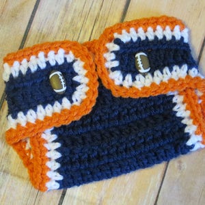 Chicago Bears Crochet Hat Diaper Cover Set, Newborn to 12 mo, photo props, NFL Bears, shower gift, NFL Football, Made to Order image 2