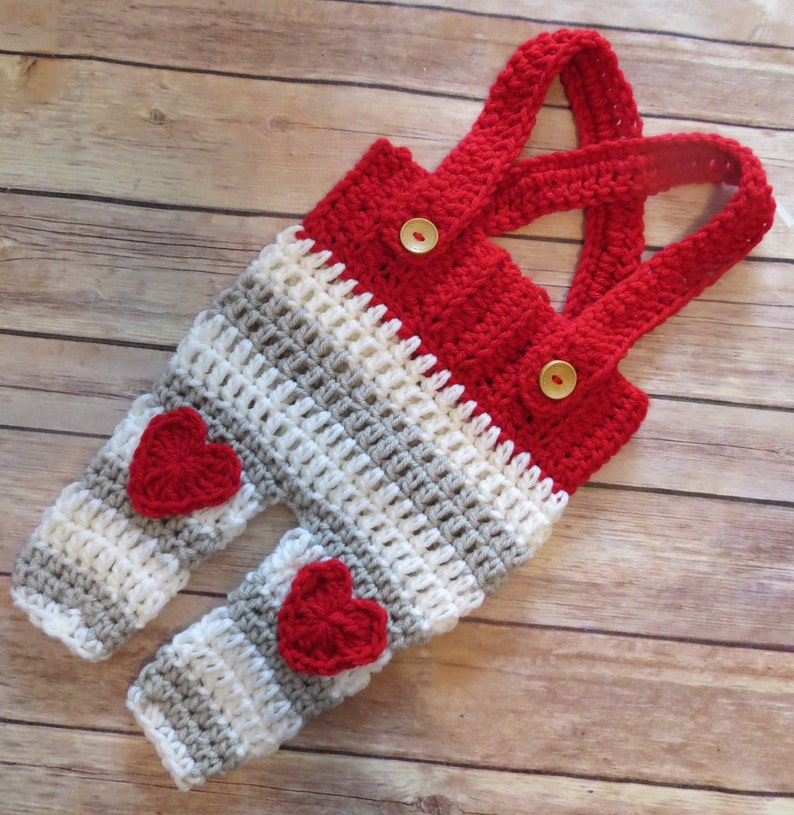 VALENTINE'S DAY Stocking Hat, Dungaree Set, Photo Props, Newborn Props, Baby Shower Gift, Preemie, Newborn up to 24 mo, Made to Order image 4