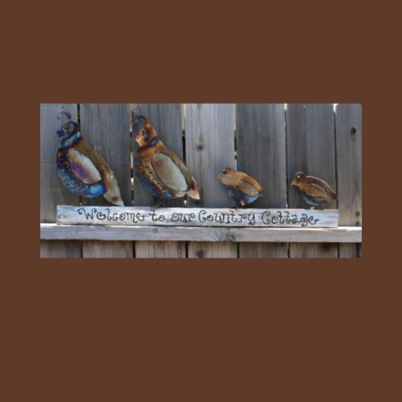 Quail Family Metal Yard Art Metal Landscape Art Rustic Metal Garden Art