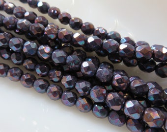 Small Czech Glass Faceted Thru Cut Teardrop Drop Bead Red Nebula 20 Beads Item 5837 8 x 6 mm