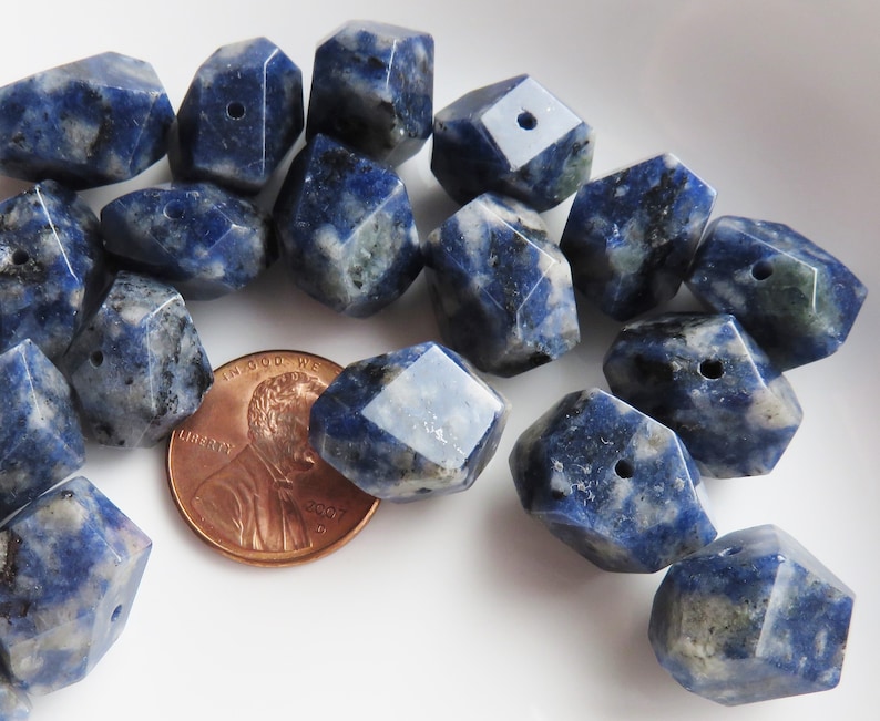 8 Strand Item SP367 Sodalite Large Faceted Nugget Beads