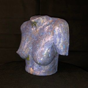 Terra Cotta Female Bust Blue - Purple from the 1970s Northern France