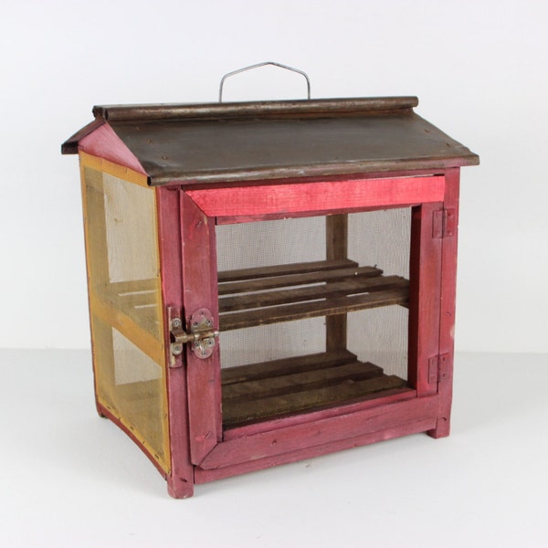 RESERVED FOR M…French Kitchen Pantry Cabinet - Bordeaux Red Vegetable Storage - Garde Manger