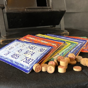 Vintage French Social Fun Gambling Game of Lottery Complete with Crank and Tumbler from the 1920s