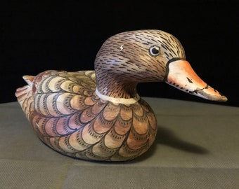 Rustikale gemalte Holz Französische Handgeschnitzte Floater Ente namens Appelant