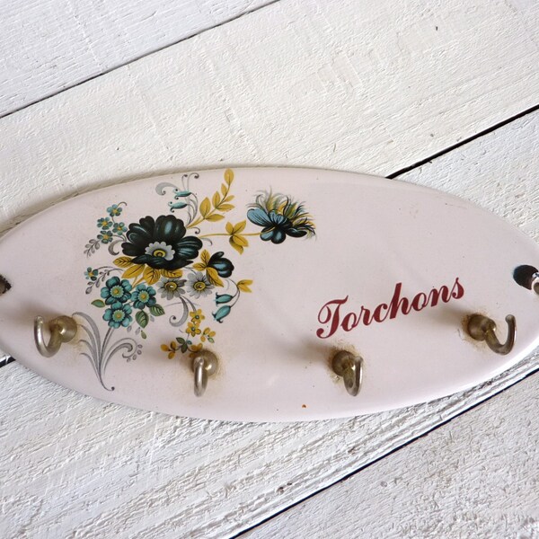 Vintage French Cottage Chic Kitchen Towel Wall Rack