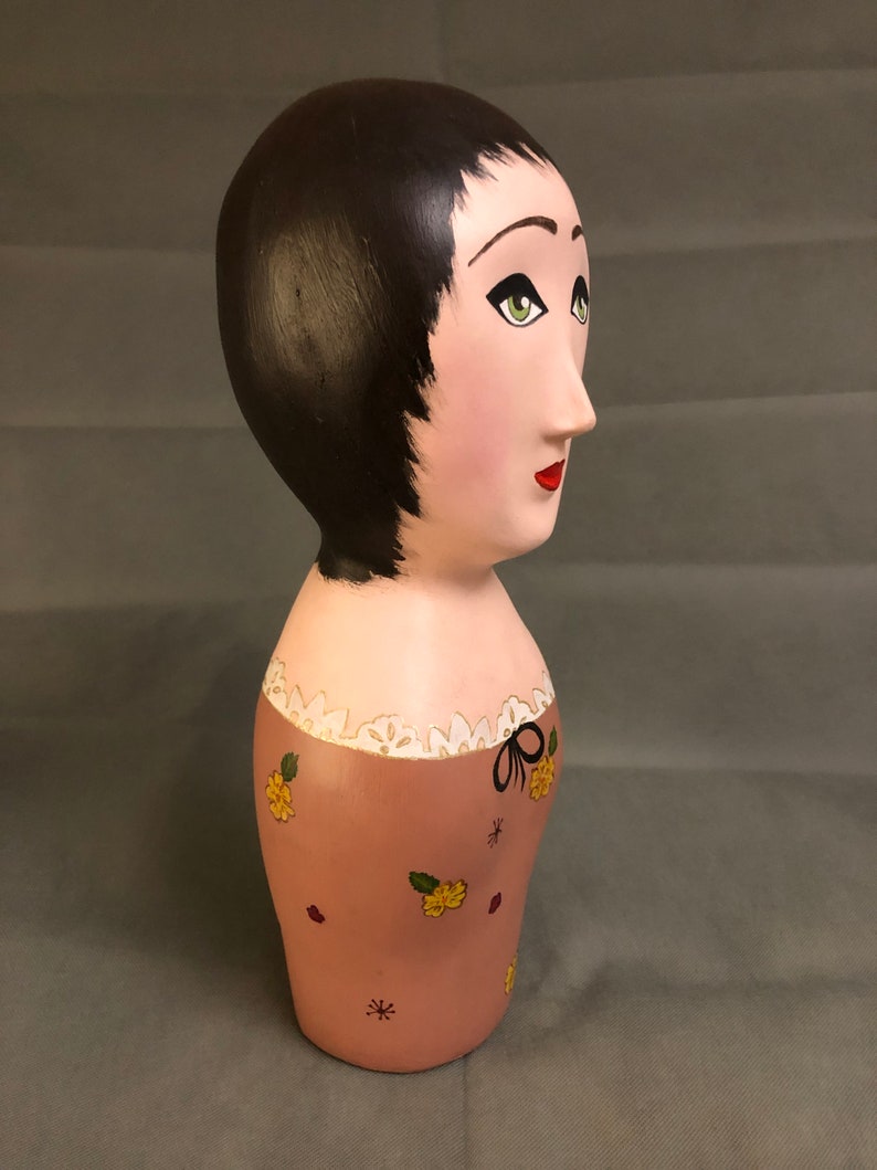 Vintage French Paper Mache Mannequin Head Bust Marotte tête De