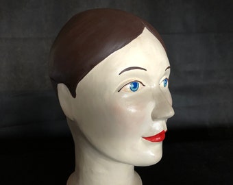 Außergewöhnliche und Einzigartige Vintage Französische Mannequin Kopf Büste - Marotte -Tête de Mannequin - Shop Display- Hutständer