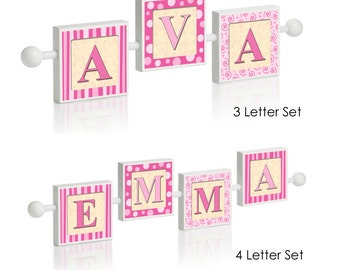 Pink Name Personalized Children's Name Sign Wall Letters Hanging Art Kids Decor