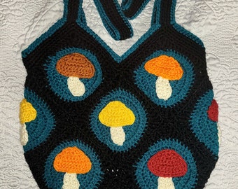 Crochet Mushroom Tote bag purse
