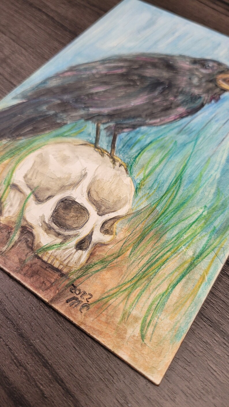 Crow Watercolor on Clayboard Etsy