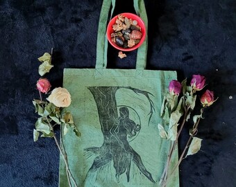 Hand printed Persephone cotton tote bag