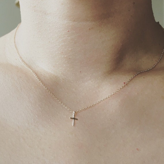 Small gold crucifix necklace Clearance