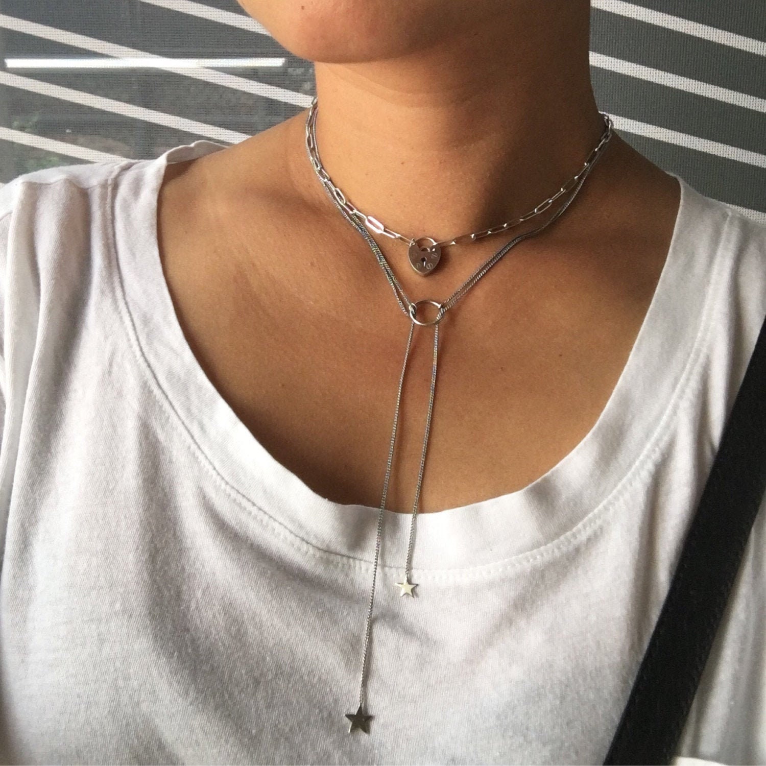 Three Way Star Necklace Star Lariat 