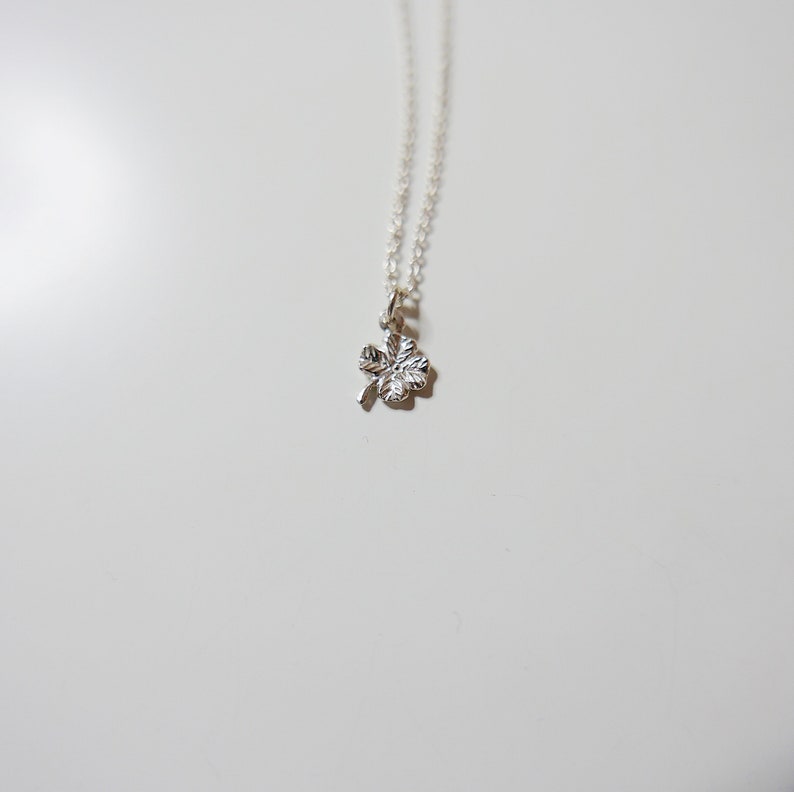 dainty leaf necklace Good luck charm necklace mini 14k clover necklace gold 4 leaf clover necklace