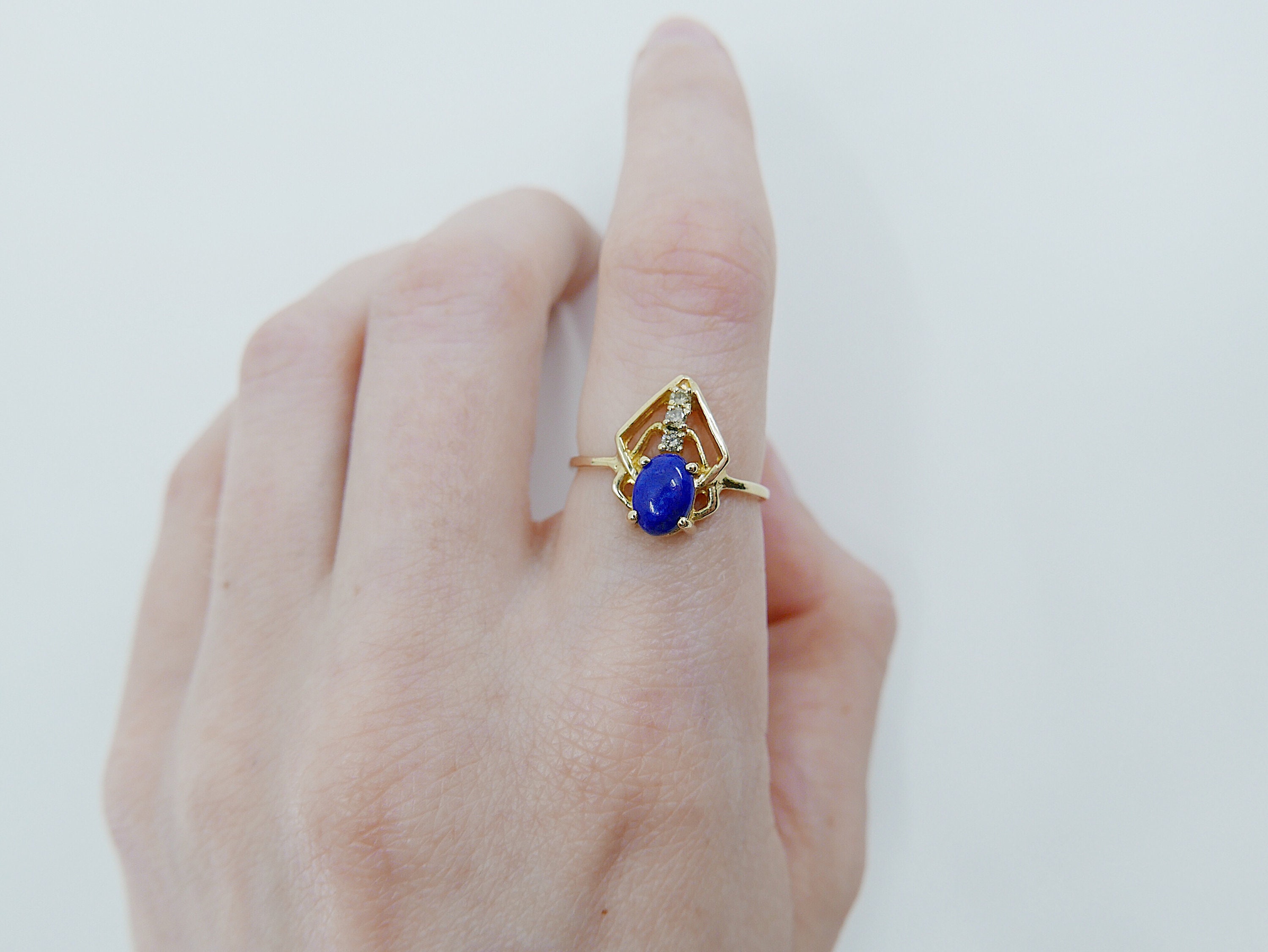 Lapis Scarab Ring Oval Lapis Diamond 