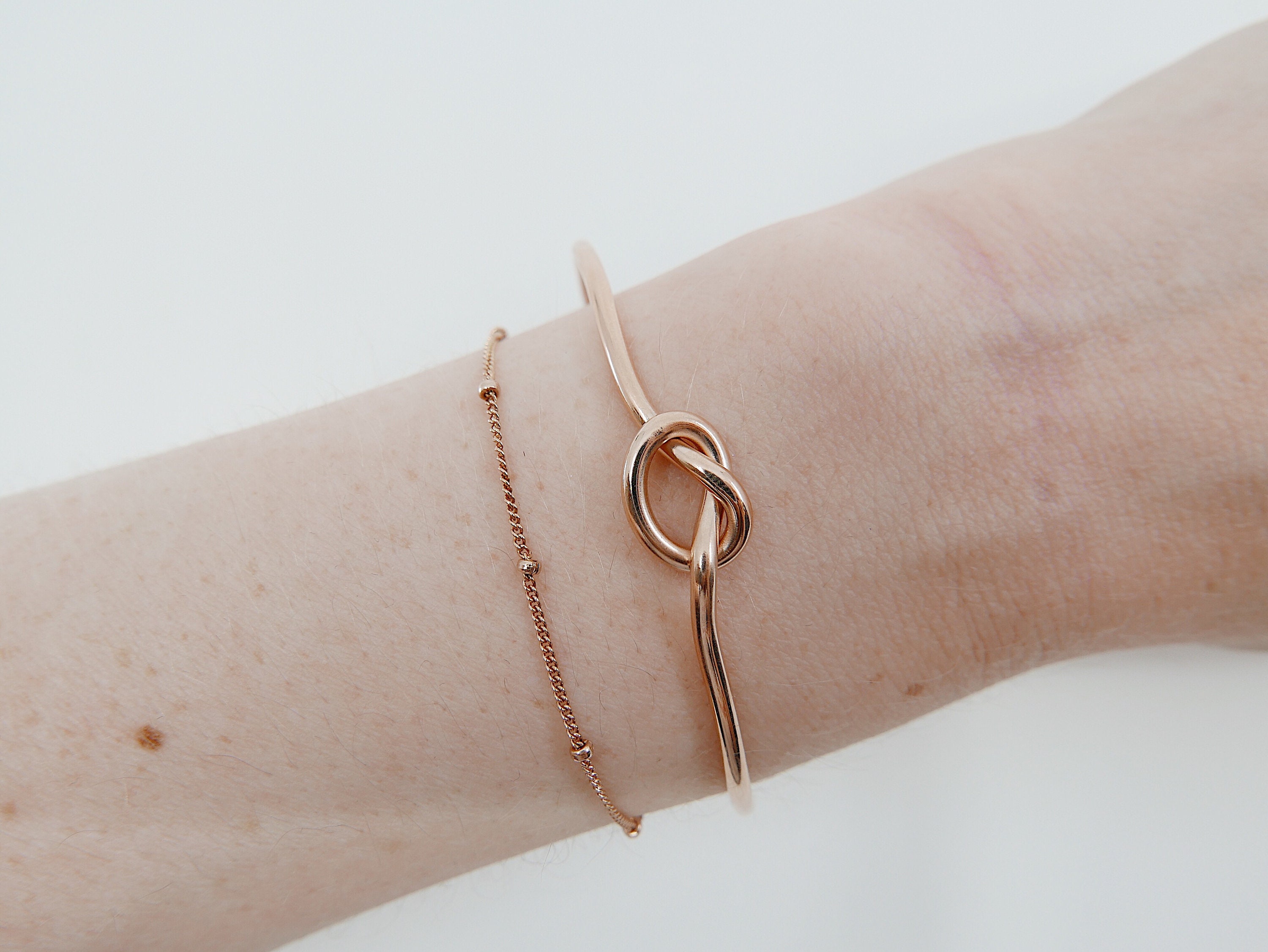 Love Knot Cuff Bracelet Rose Gold Filled Knot Bracelet Rose Etsy Israel