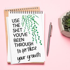 String of Pearls Plant Journal, Plant Lover Gift, Senecio Rowleyanus, Houseplant, Inspirational Quote Swearing, Growth Mindset, Manifest