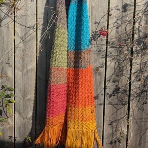 Woodland Scarf Crochet Pattern, Fringe, Easy DK Yarn Weight 3(PDF Pattern)