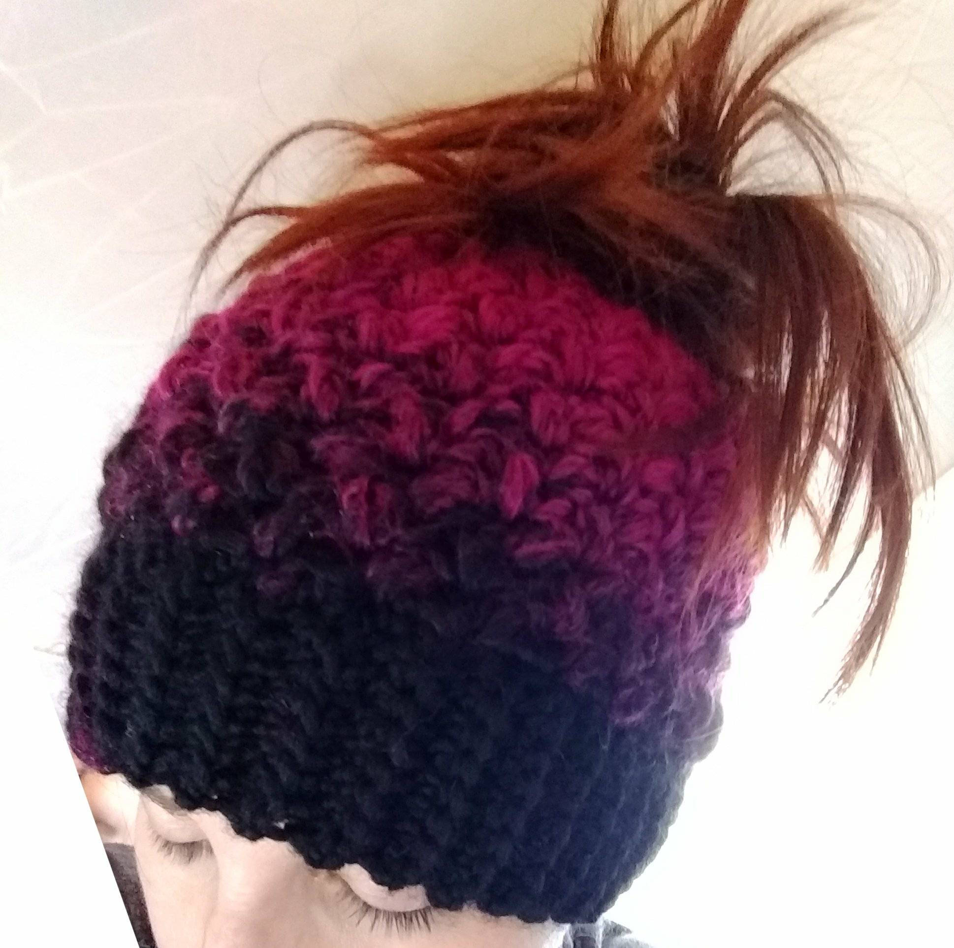 Messy Bun Ponytail Hat Pink And Black Ombre Hot Pink Etsy