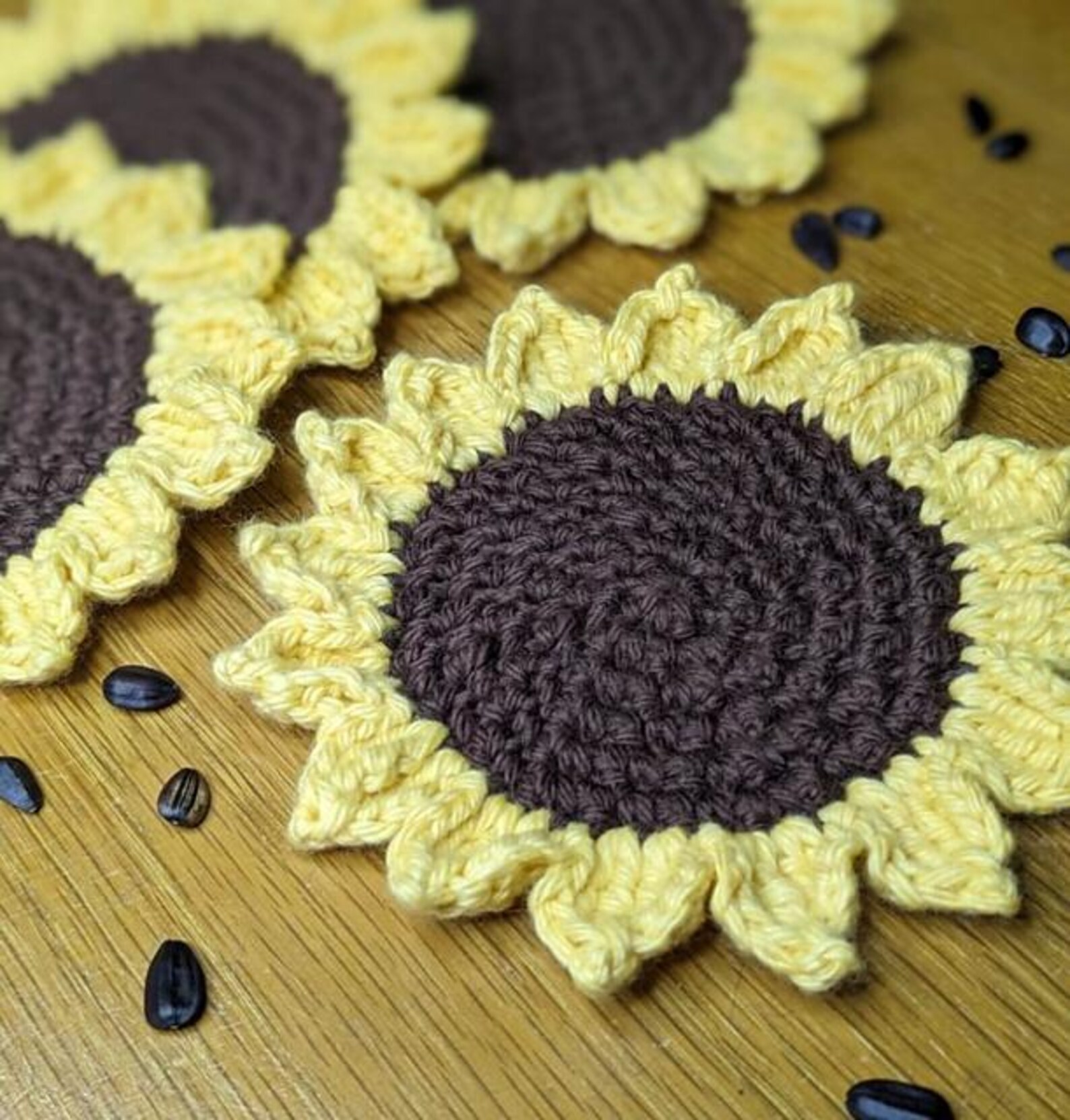 Sunflower Coasters Crochet Pattern PDF, Crochet Coasters, Crochet ...