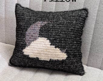 Hazy Moon Pillow Crochet Pattern, Moon & Cloud: Tapestry, Stripes (PDF)