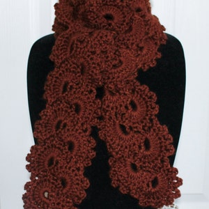 Beautiful Chocolate Queen Anne&#39;s Lace Handmade Crochet Scarf