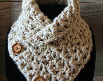 Cute Women's Teens Girls Adult Button Chunky Oatmeal Neck Warmer Cowl Scarflette