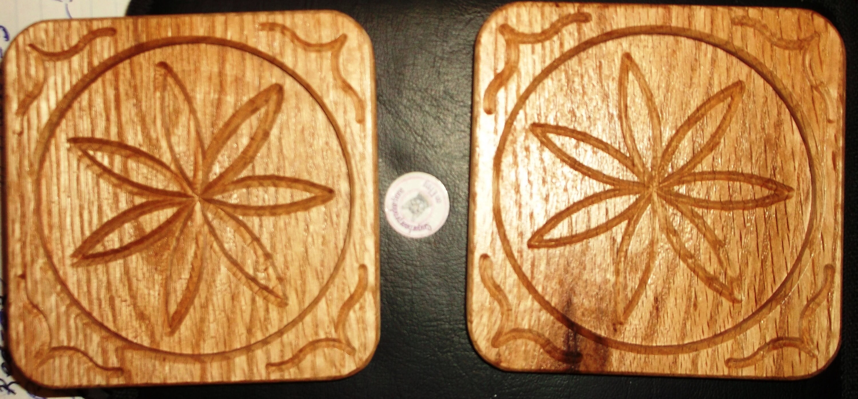 Large Wood Coaster Set of 2 Oak Coaster Lacquered coaster Etsy