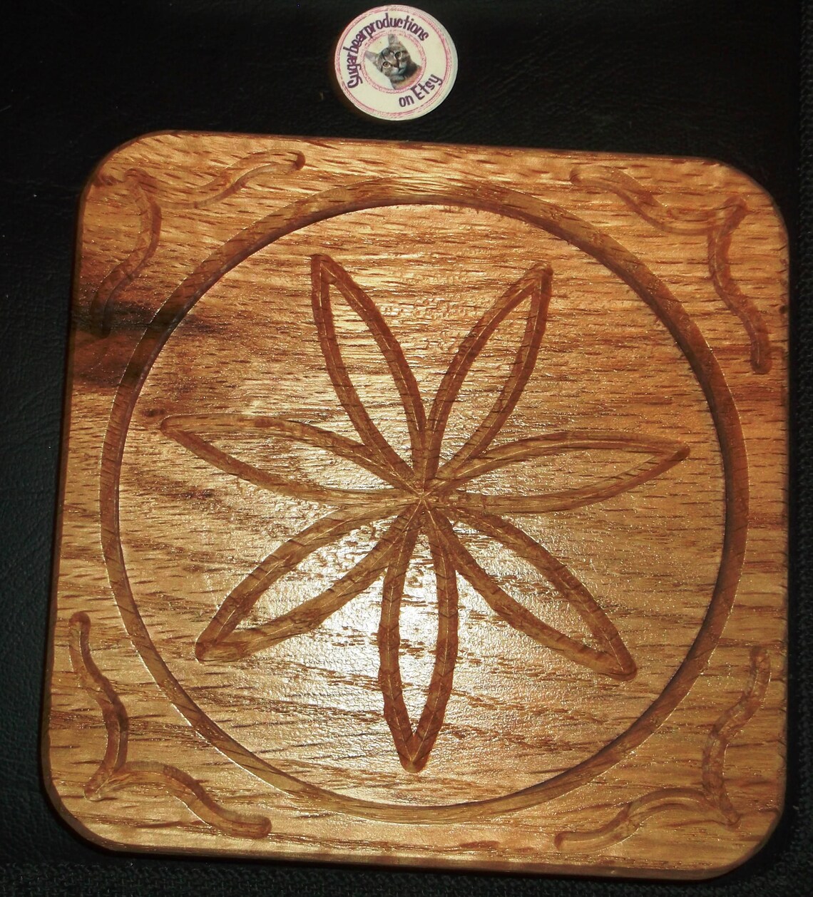 Large Wood Coaster Set of 2 Oak Coaster Lacquered coaster Etsy