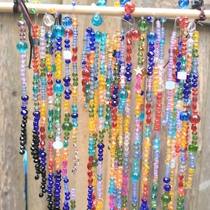 Crystal Beaded Suncatcher: Boho Angled Prism, Cats Eye Quartz