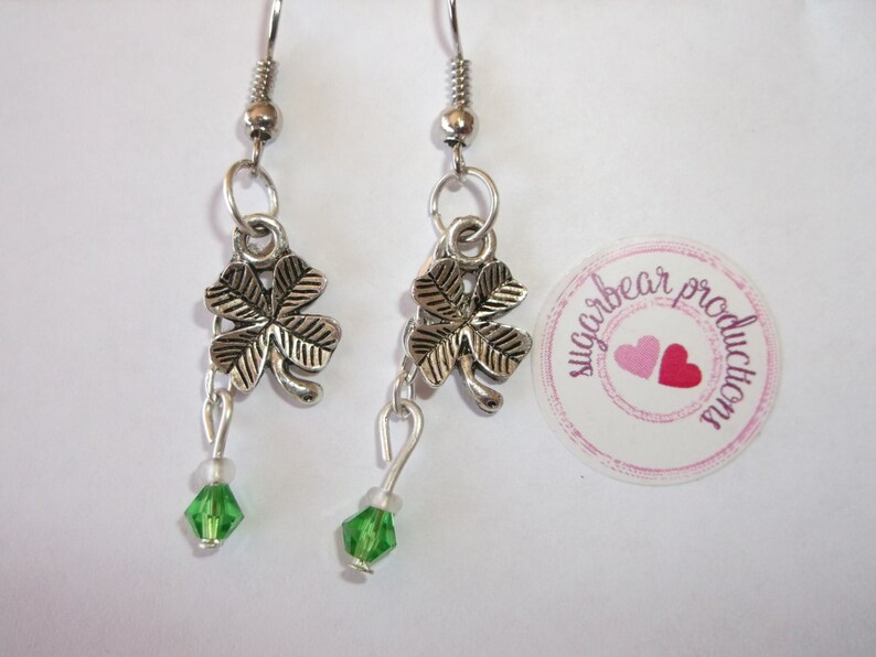 irish Four Leaf clover earrings St Pat/'s sugarbearproductions giftwrapped Silver Shamrock Earrings luck earrings