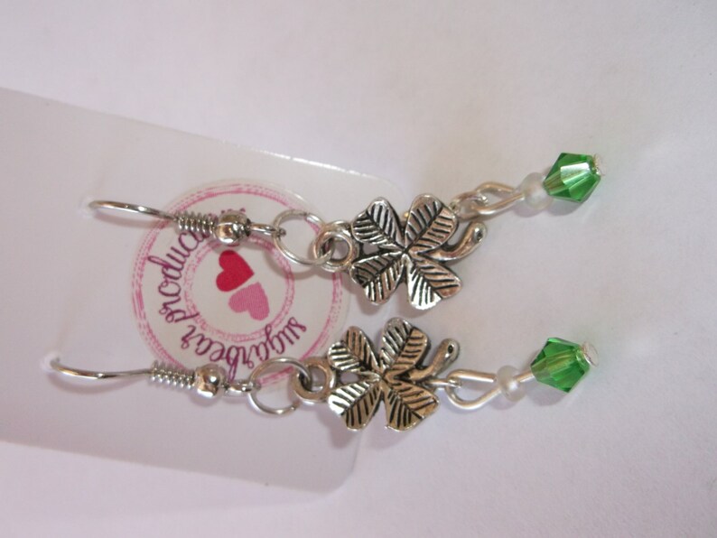 irish Four Leaf clover earrings St Pat/'s sugarbearproductions giftwrapped Silver Shamrock Earrings luck earrings