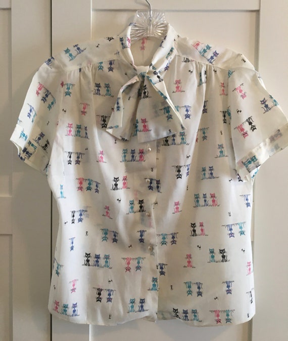 1950s Pussy Bow Cat Blouse!