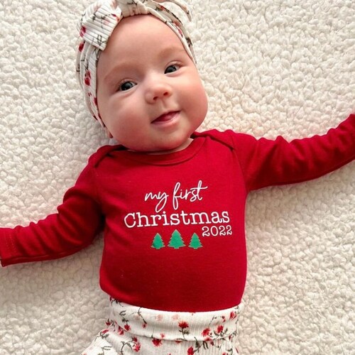 1st Christmas Outfit Girl Baby Girl First Christmas Outfit Etsy