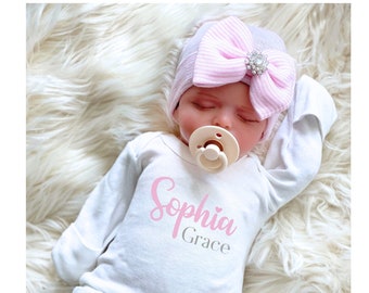 Baby Girl Coming Home Outfit, Newborn Girl Coming Home Outfit, Baby Girl Clothes, Personalized Newborn Outfit, Newborn Girl Take Home Outfit