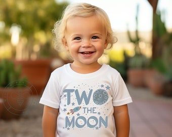 Two The Moon Toddler Shirt - Two The Moon Birthday Shirt-Second Birthday Shirt - Retro Birthday Toddler Shirt -