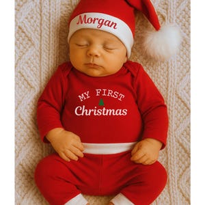 My First Christmas Outfit for Girl or Boy, Newborn Christmas Pajamas, Baby Boy First Christmas Outfit Personalized, My first Christmas