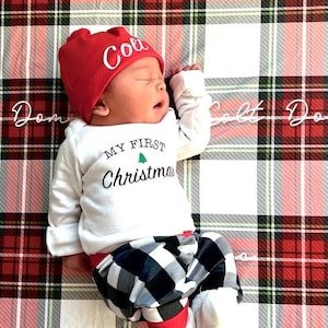 Baby Boy First Christmas Outfit Personalized My first Christmas My 1st Christmas newborn Christmas