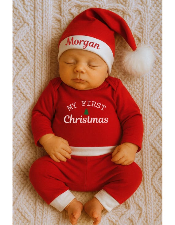 My First Christmas Outfit for Girl or Boy, Newborn Christmas