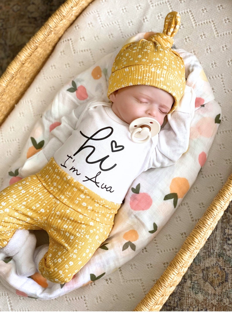 Baby Girl Coming Home Outfit, Girls take home outfit, Newborn Girl Coming Home Outfit, Personalized Newborn Outfit, Baby Shower Gift image 2