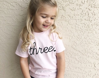 3rd Birthday Shirt, Girls 3rd Birthday Shirt, Toddler Girls Birthday Shirt