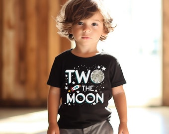 Two The Moon Toddler Shirt - Two The Moon Birthday Shirt-Second Birthday Shirt - Retro Birthday Toddler Shirt -