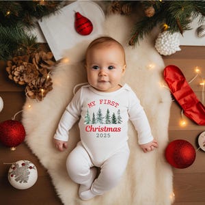 My First Christmas Outfit for Girl or Boy, Newborn Christmas Pajamas, Baby Boy First Christmas Outfit Personalized, My first Christmas