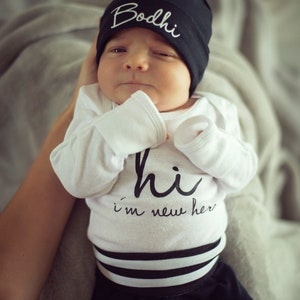 Baby Boy Coming Home Outfit Newborn Boy Coming Home Outfit Baby Boy Clothes HELLO WORLD Personalized Newborn Outfit Baby Boy Outfits image 3